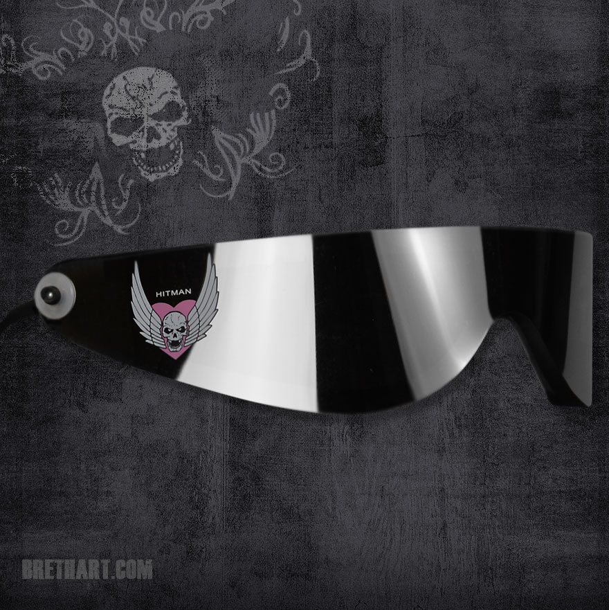 Bret Hart Signed Silver Throwback Hitman Wrap Around Glasses